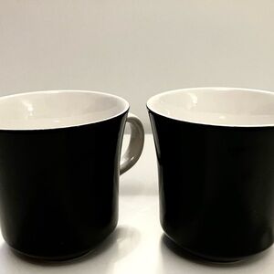 2 Mikasa Black and White Coffee/Tea Mugs
